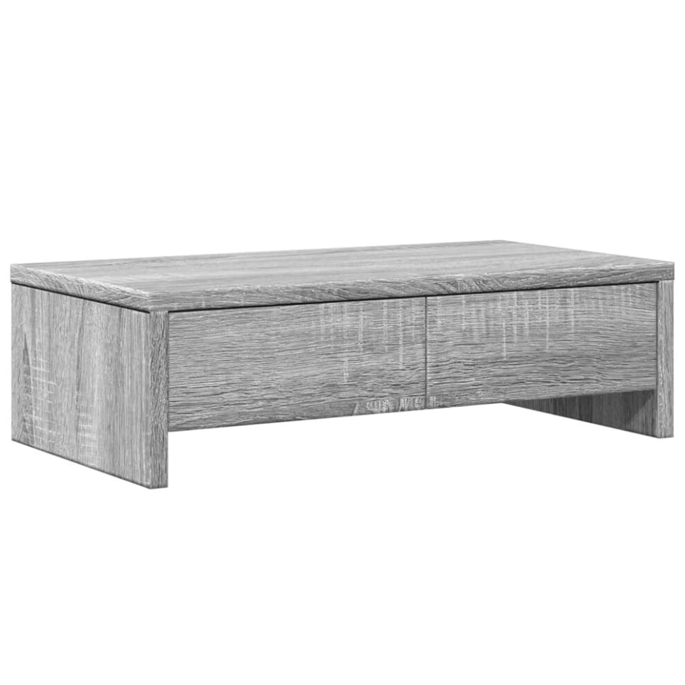 Vidaxl Monitor Stand With Drawers Monitor Riser Sonoma Engineered Wood Grey