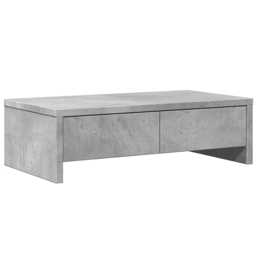 Vidaxl Monitor Stand With Drawers Monitor Riser Concrete Engineered Wood Grey 8721158389527