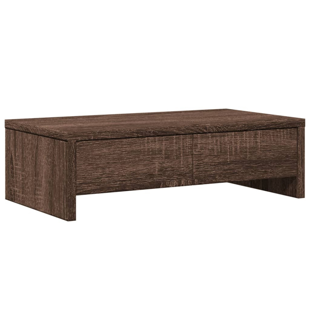 Vidaxl Monitor Stand With Drawers Monitor Riser Oak Engineered Wood Brown