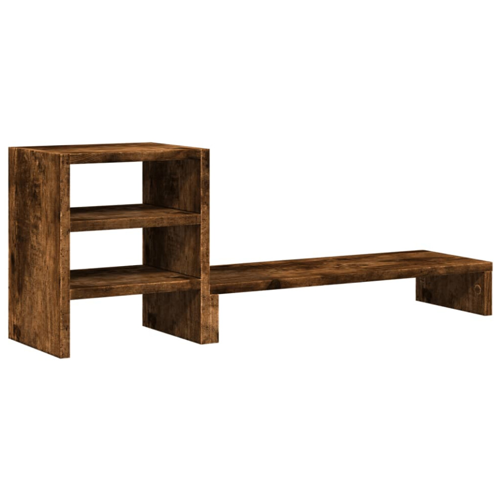 Vidaxl Monitor Stand & Desk Organiser Monitor Riser Smoked Oak Engineered Wood