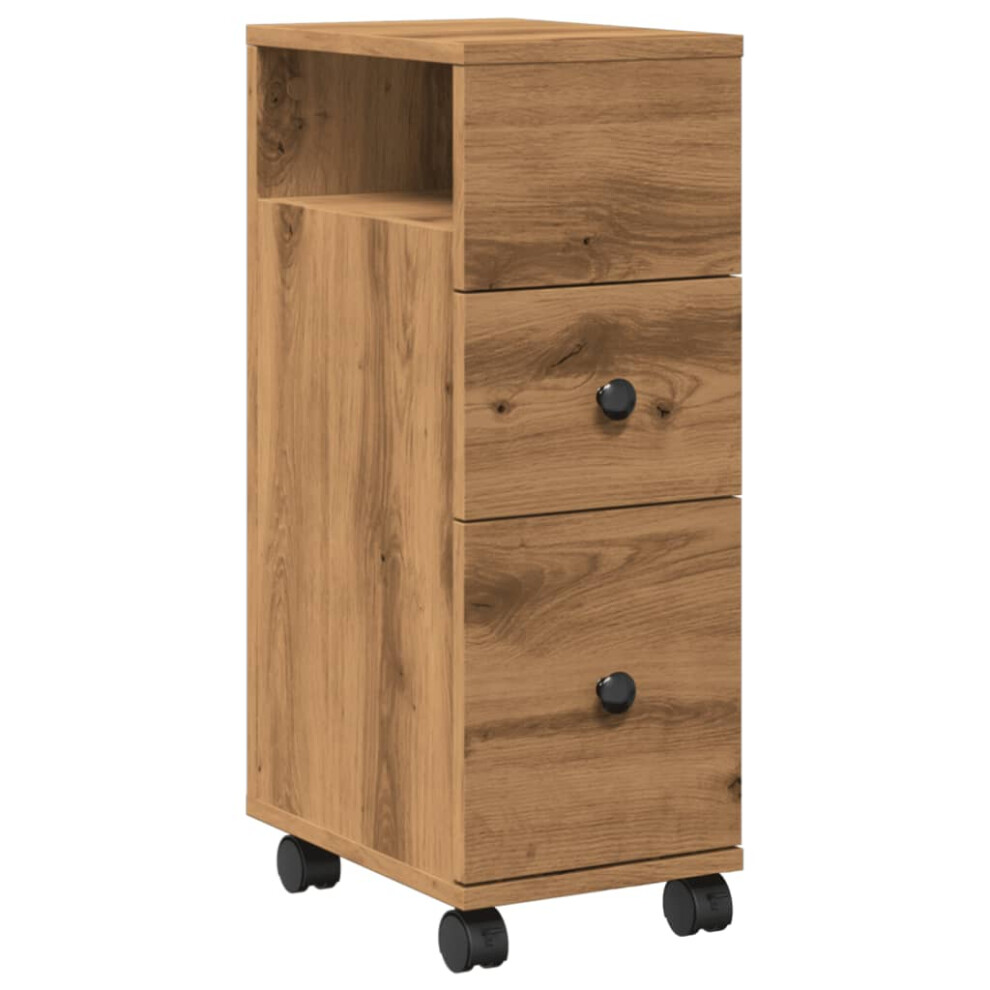Vidaxl Narrow Bathroom Cabinet & Wheels Cabinet Artisian Oak Engineered Wood