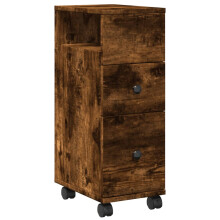 vidaXL Badschrank Schmal mit Rollen Räuchereiche Holzwerkstoff