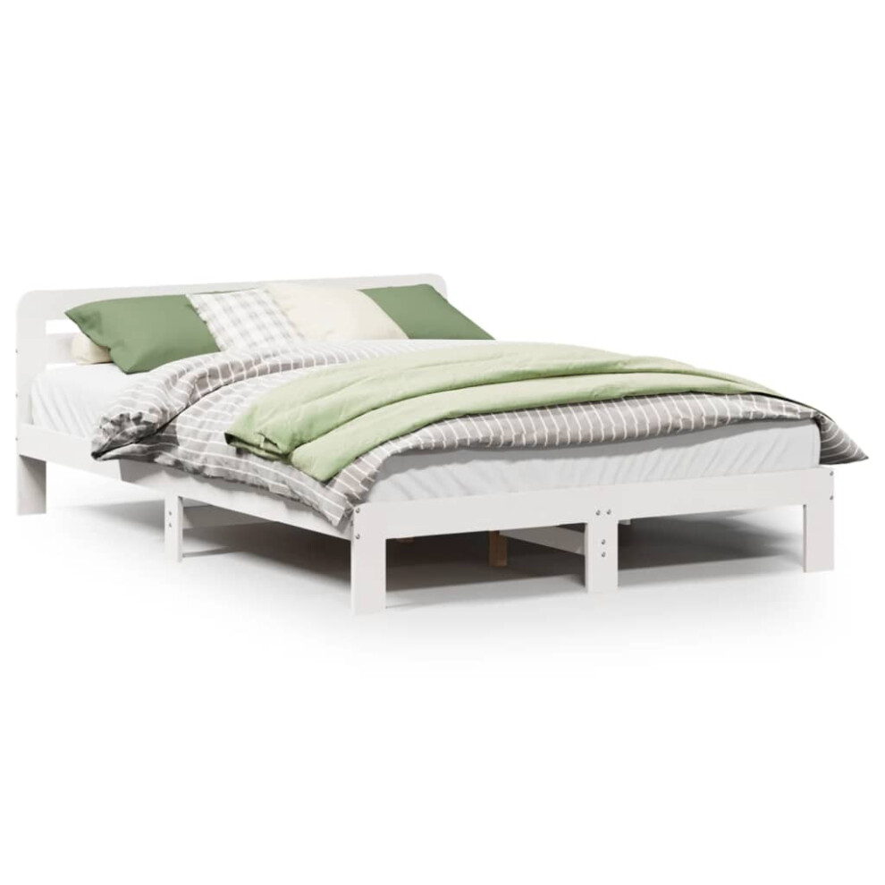 vidaXL Bed Frame without Mattress Bed Base White 140x200 cm Solid Wood Pine