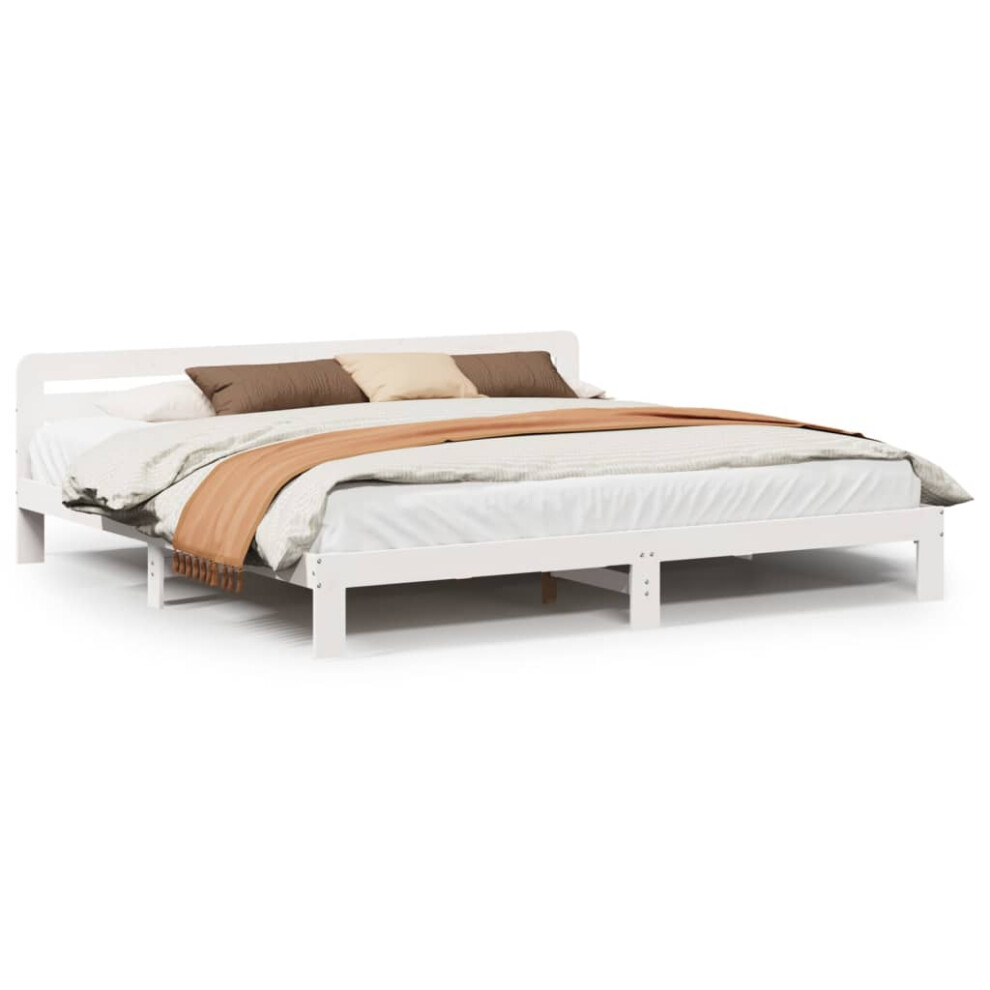 vidaXL Bed Frame without Mattress White 180x200 cm Super King Solid Wood Pine