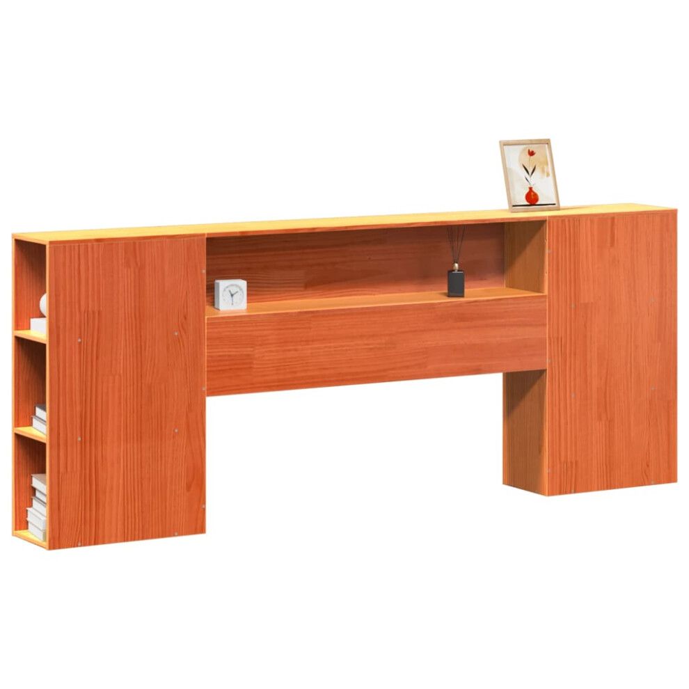 Vidaxl Headboard With Storage Bed Headboard Wax 200 Cm Solid Wood Pine Brown