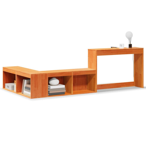 VidaXL vidaXL Bedside Cabinet with Desk Bed Side Table Wax Brown Solid Wood Pine 1