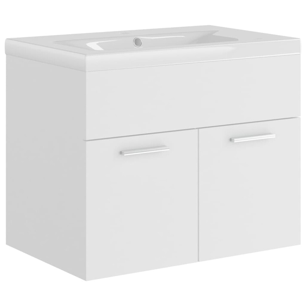 vidaXL Sink Cabinet with Built-in Basin White Engineered Wood Bathroom Cabinet