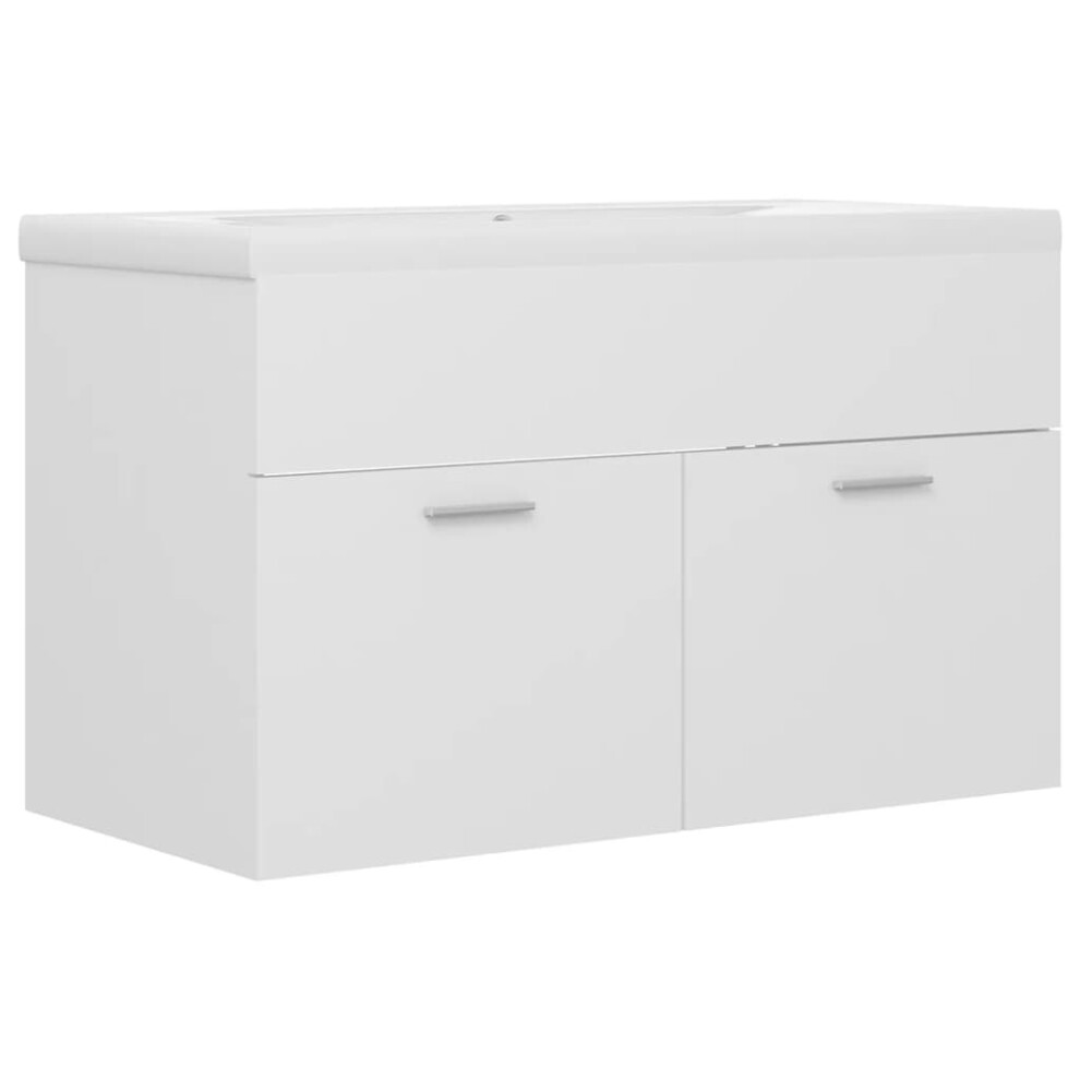 vidaXL Sink Cabinet with Built-in Basin White Engineered Wood Bathroom Cabinet