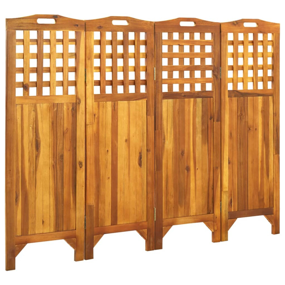 vidaXL Solid Acacia Wood 4-Panel Room Divider 161x2x120 cm Decorative Screen