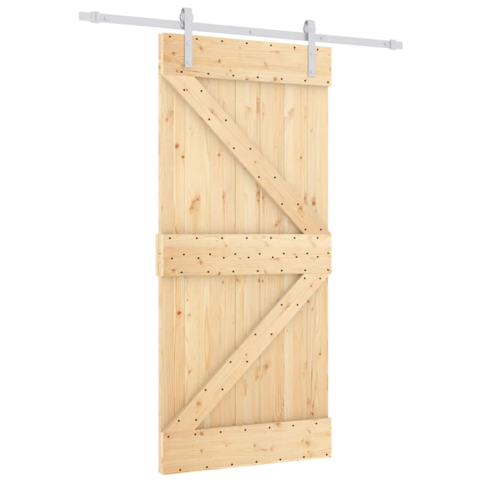 vidaXL Sliding Door Barn Door with Hardware Set Interior Door Solid Wood Pine