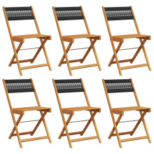 vidaXL Folding Garden Chairs Outdoor Chairs 6 pcs Black Solid Wood Acacia