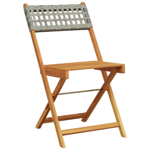 VidaXL vidaXL Folding Garden Chairs 4 pcs Chairs Grey Poly Rattan and Solid Wood 2