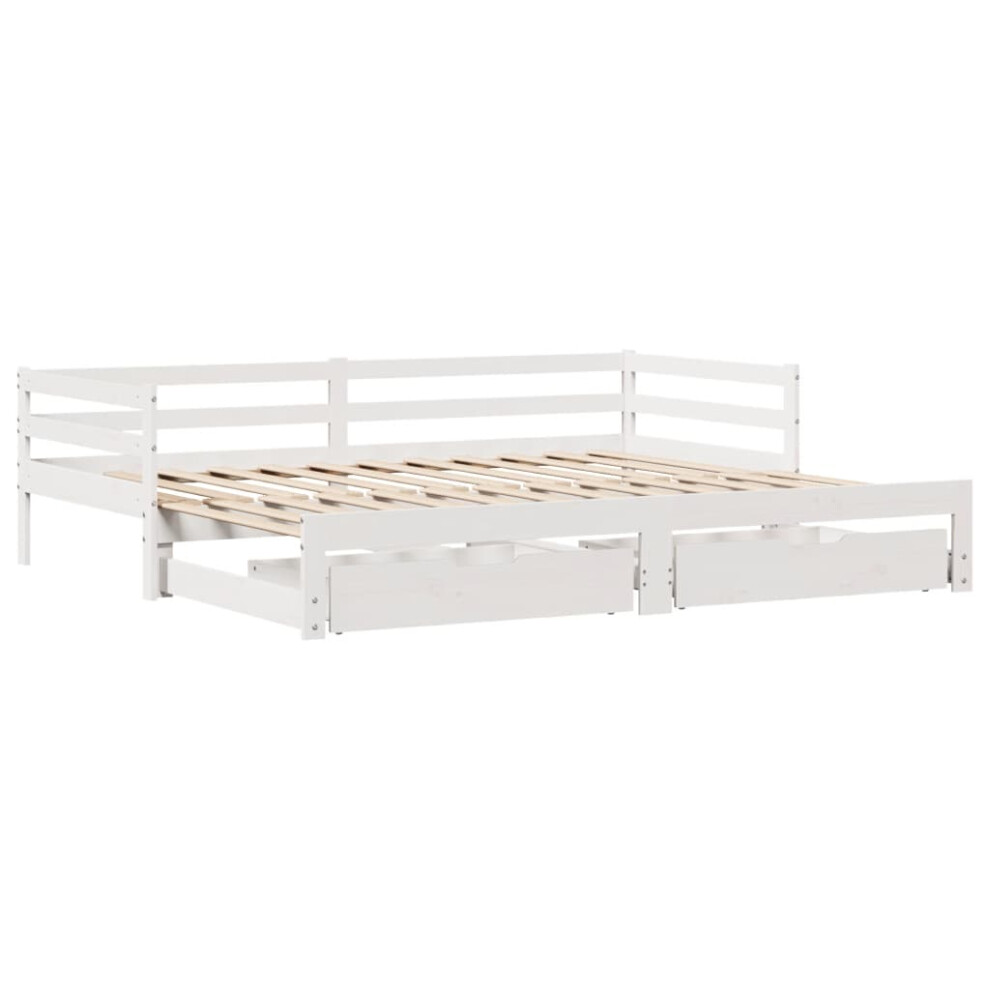 vidaXL Daybed with Trundle & Drawers Sofa Bed White 90x190 cm Solid Wood Pine