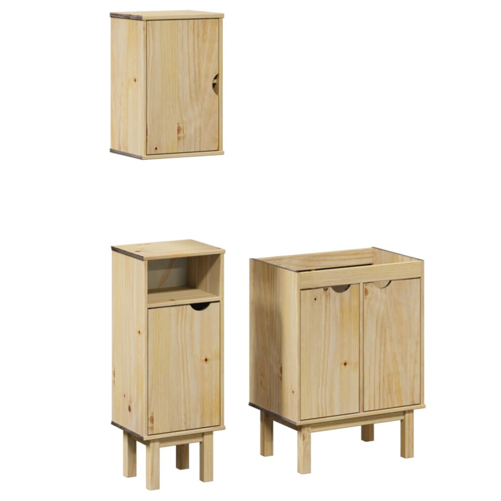 vidaXL Bathroom Furniture Set 3 Piece Sink Cabinet Cupboard Solid Wood Pine