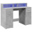 VidaXL vidaXL Desk with LED Lights Study Working Table Concrete Grey Engineered Wood 3