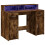 VidaXL vidaXL Desk with LED Lights Writing Working Table Smoked Oak Engineered Wood 3