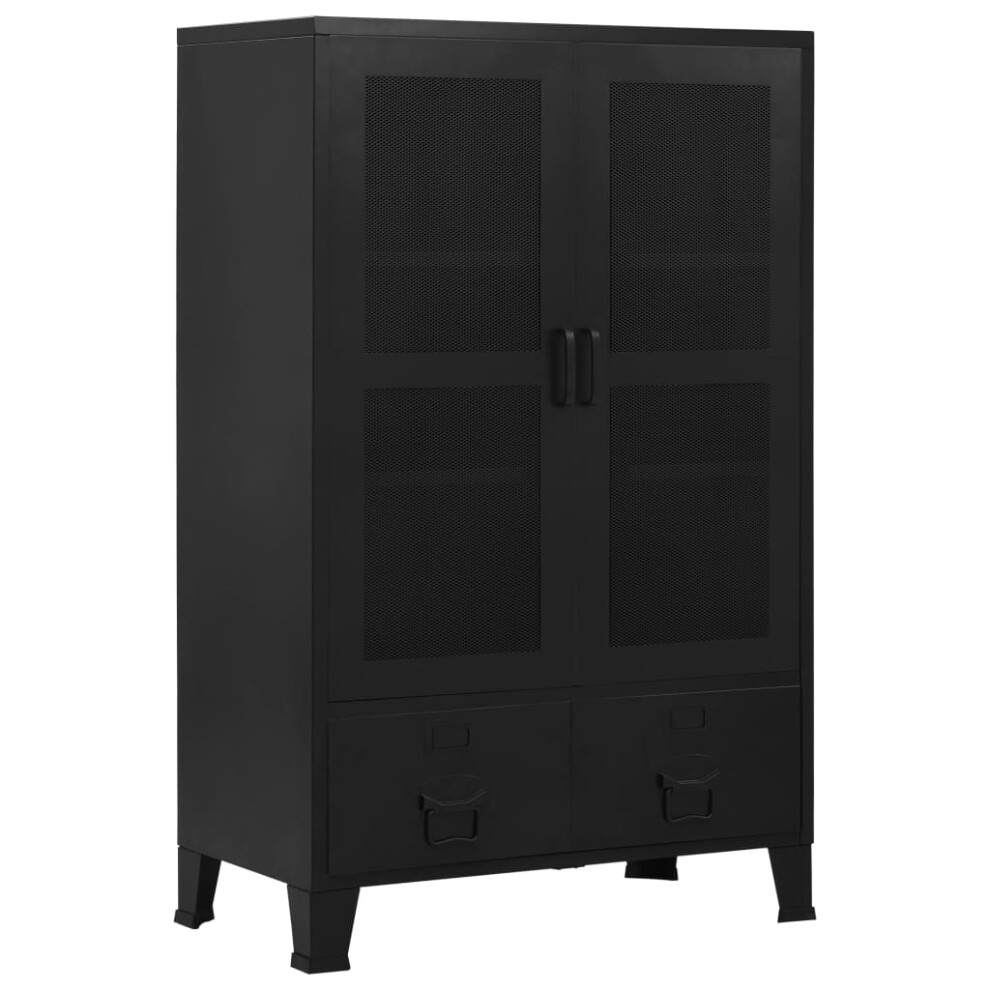 vidaXL Office Cabinet with Mesh Doors Steel 75x40x120cm Black Filing Cabinet