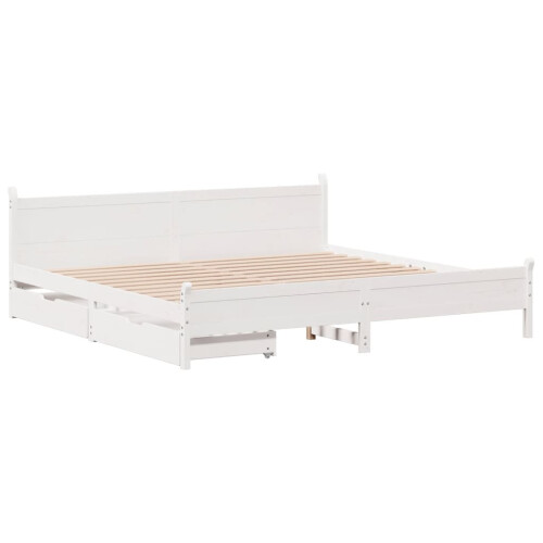 VidaXL vidaXL Bed Frame without Mattress Bed Base White 200x200 cm Solid Wood Pine 2