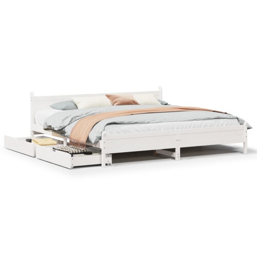 VidaXL vidaXL Bed Frame without Mattress Bed Base White 200x200 cm Solid Wood Pine 1