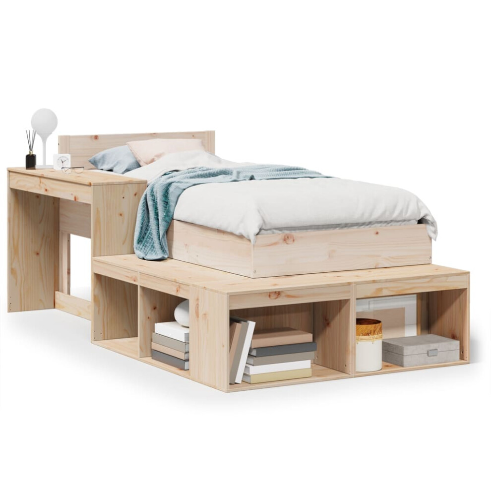 Vidaxl Bed Frame Without Mattress Bed 75X190 Cm Single Solid Wood Pine Small