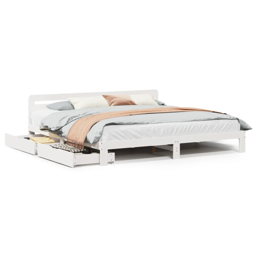 Vidaxl Bed Frame Without Mattress White 180X200 Cm Super King Solid Wood Pine