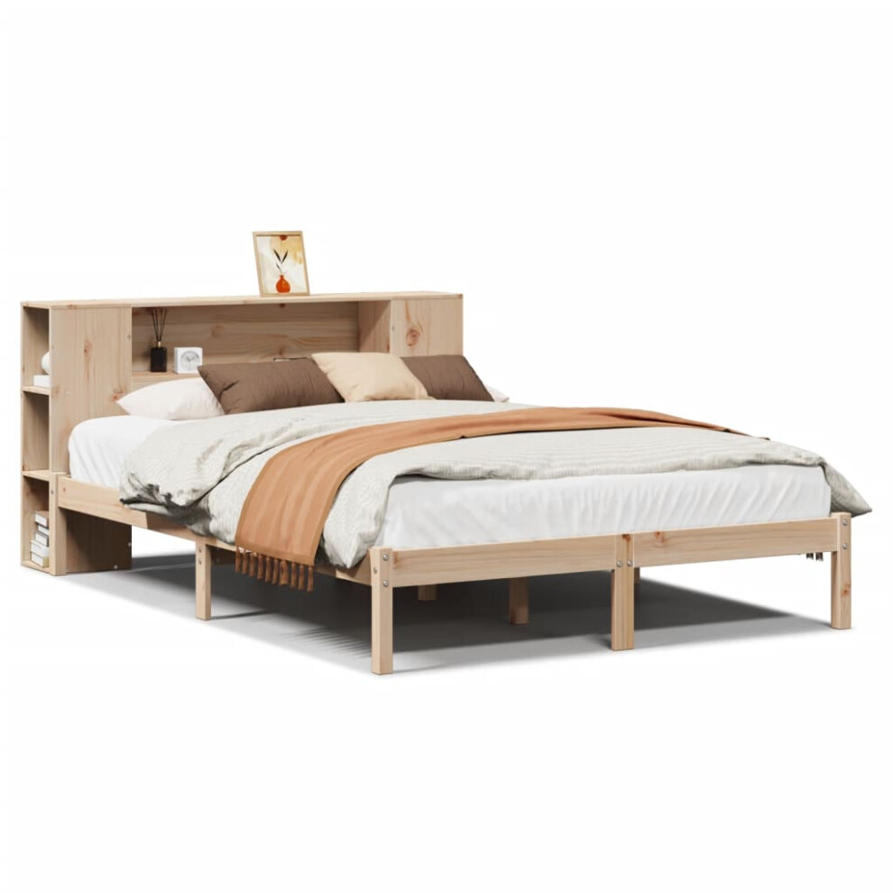 Vidaxl Bookcase Bed Without Mattress Bed 135X190 Cm Double Solid Wood Pine