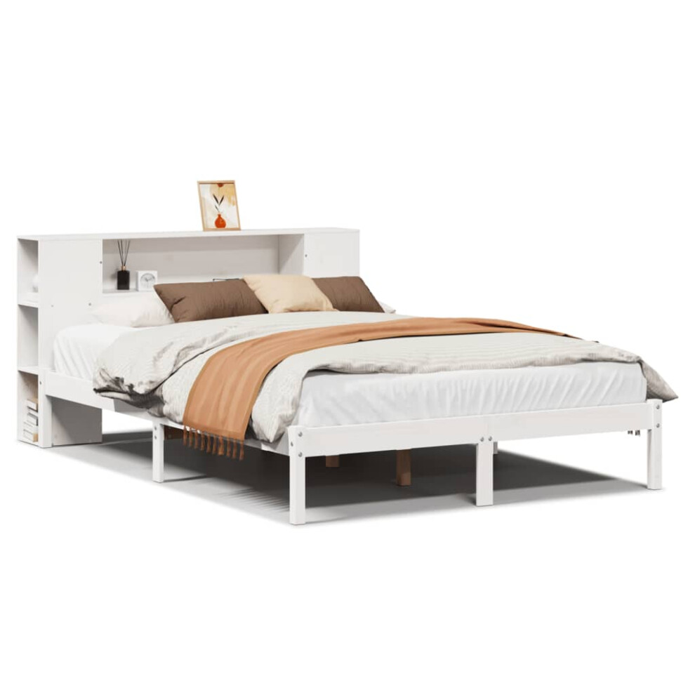 Vidaxl Bookcase Bed Without Mattress Bed White 140X200 Cm Solid Wood Pine