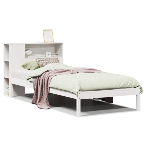 VidaXL vidaXL Bookcase Bed without Mattress Bed White Small Single Solid Wood Pine 1