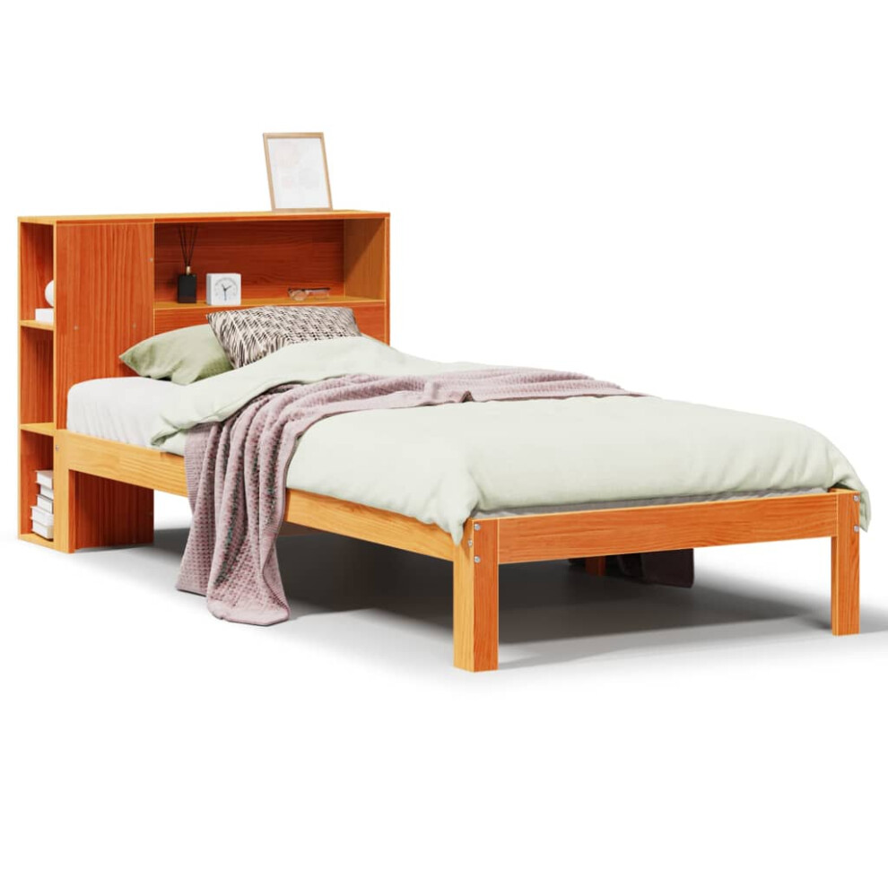 vidaXL Bookcase Bed without Mattress Bed Wax Brown Single Solid Wood Pine