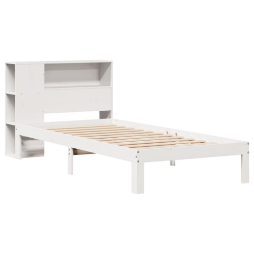 VidaXL vidaXL Bookcase Bed without Mattress Bed White Small Single Solid Wood Pine 2