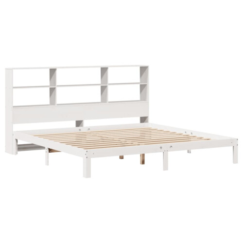 VidaXL vidaXL Bookcase Bed without Mattress Bed White Super King Solid Wood Pine 2