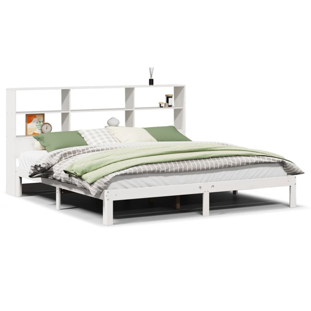Vidaxl Bookcase Bed Without Mattress Bed White Super King Solid Wood Pine