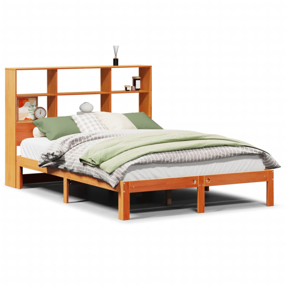 Vidaxl Bookcase Bed Without Mattress Bed Wax Brown 140X200cm Solid Wood Pine