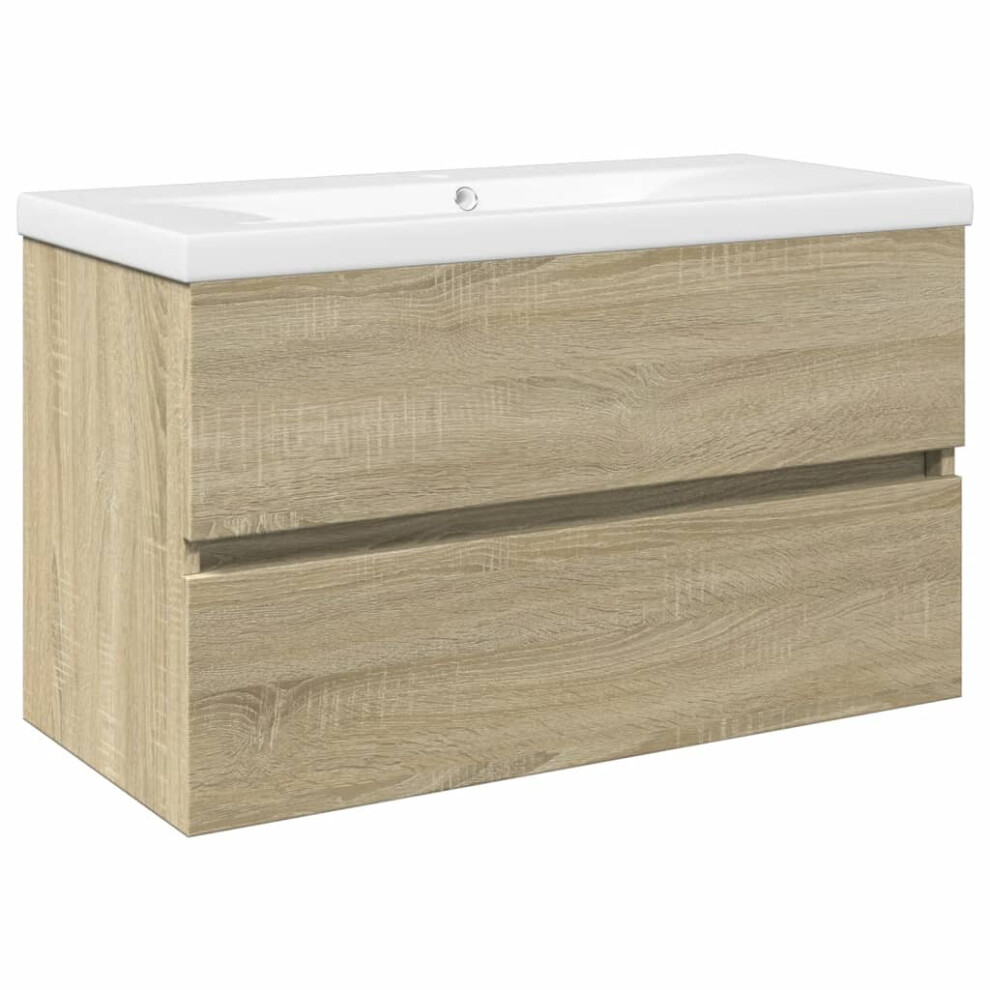 vidaXL Bathroom Furniture Set 2 Piece Sink Cabinet Ceramic and Engineered Wood