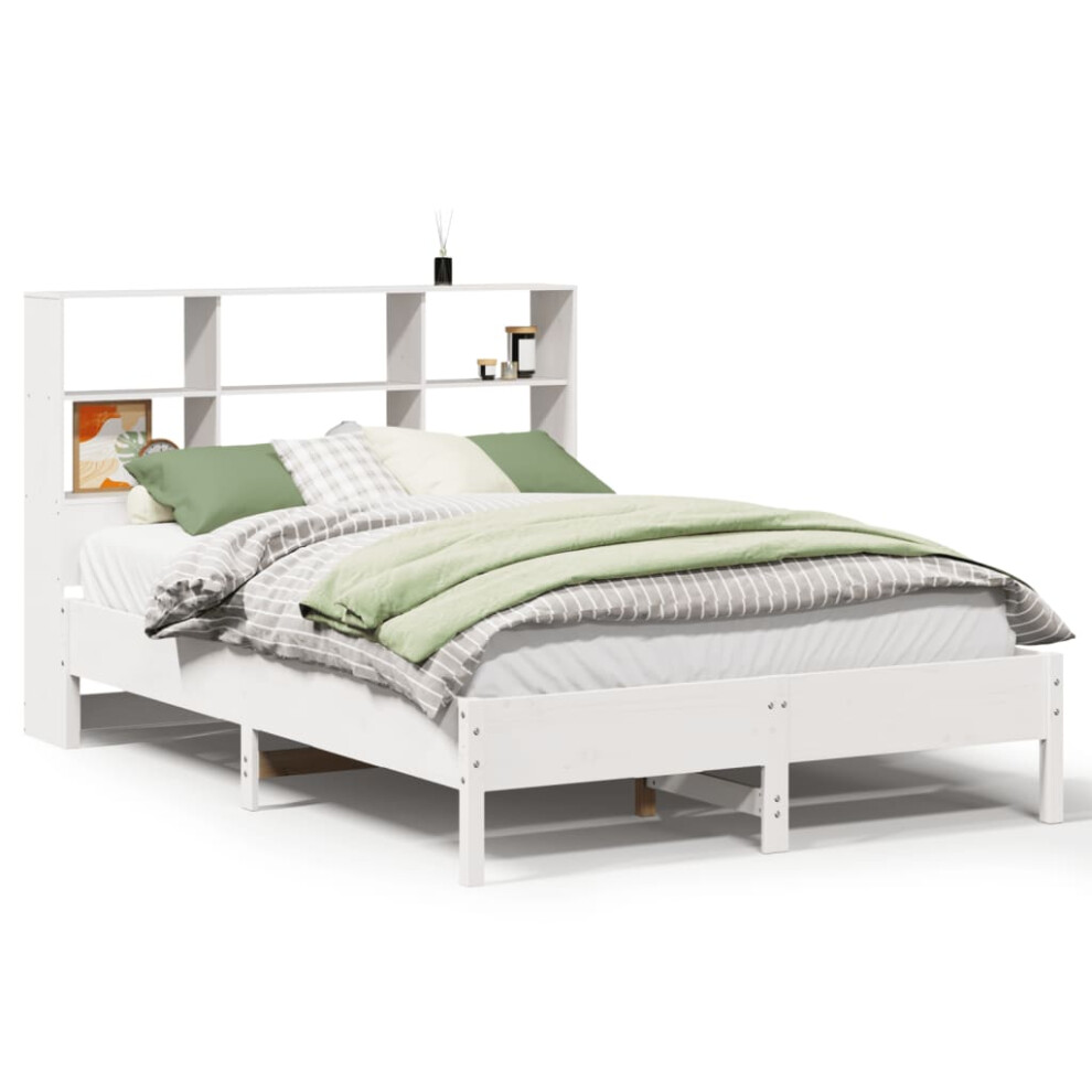 Vidaxl Bookcase Bed Without Mattress Bed Base White 160X200cm Solid Wood Pine