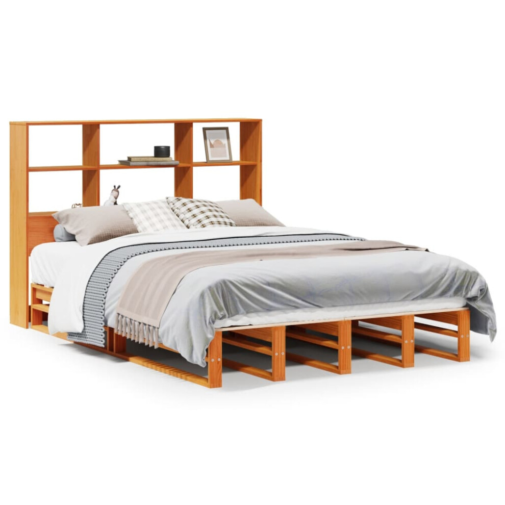 Vidaxl Bookcase Bed Without Mattress Bed Base Wax Brown 120X200 Cm Solid Wood