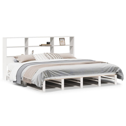 VidaXL vidaXL Bookcase Bed without Mattress White 180x200 cm Super King Solid Wood