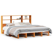 vidaXL Bookcase Bed without Mattress Bed Base Wax Brown Super King Solid Wood