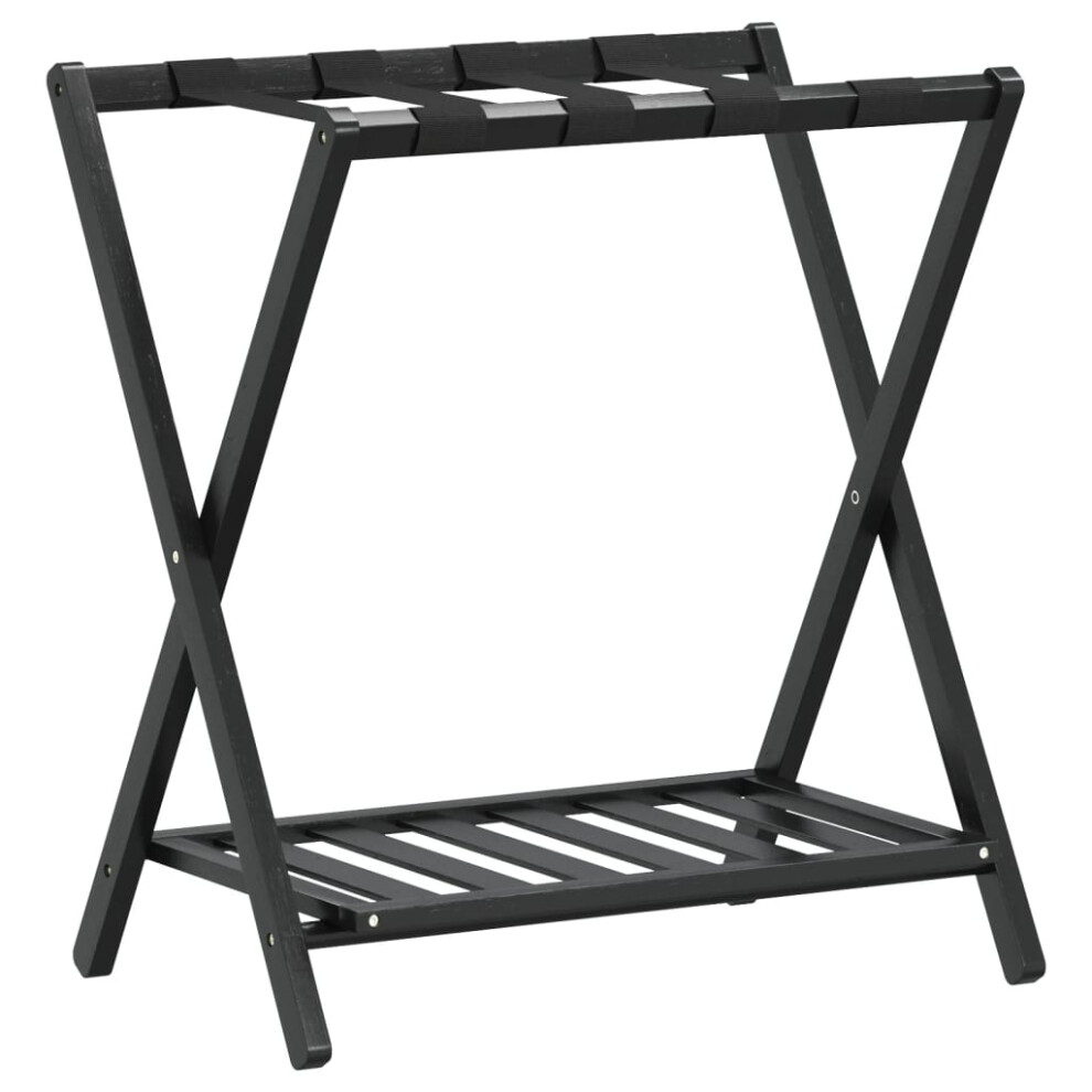 Vidaxl Luggage Rack Suitcase Stand Luggage Stand Suitcase Holder Black Bamboo