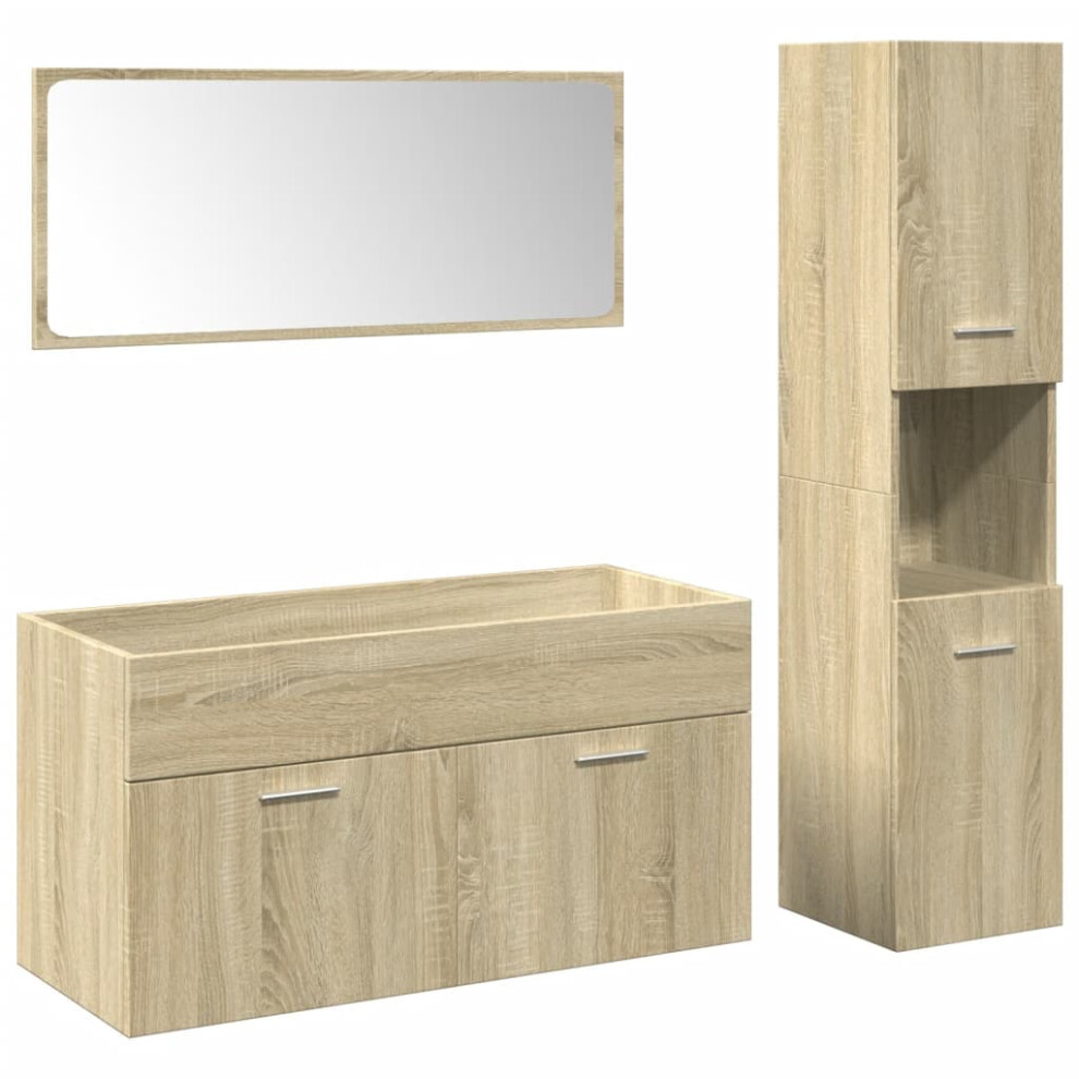 vidaXL Bathroom Furniture Set 3 Piece Sink Cabinet Sonoma Oak Engineered Wood