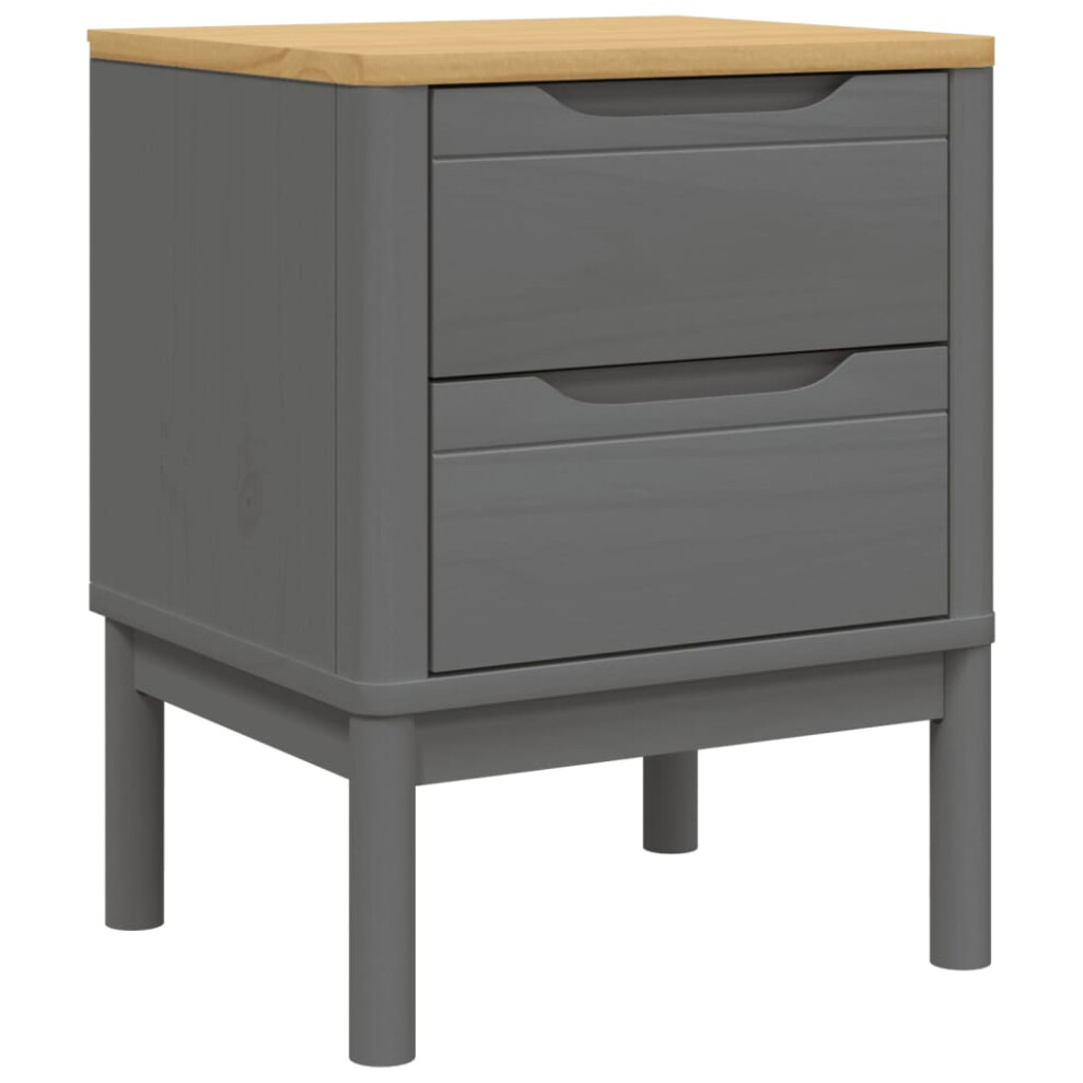 vidaXL Bedside Cabinet Nightstand Side Table Bed Cabinet Grey Solid Wood Pine