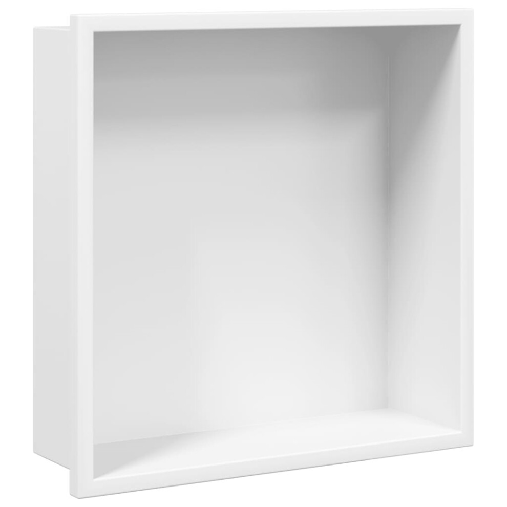 vidaXL Shower Niche Wall Recessed Shower Shelf Matt White Stainless Steel