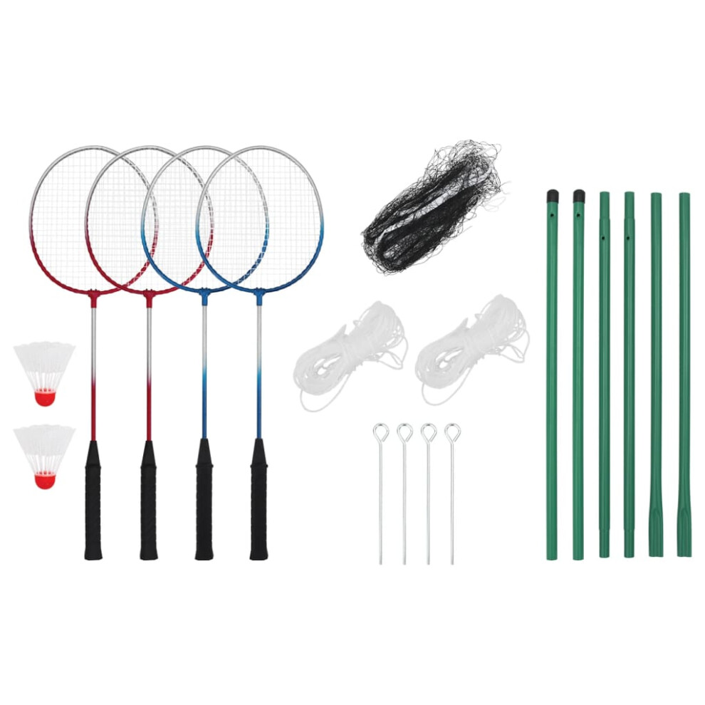 vidaXL Badminton Set with 4 Rackets and Net Badminton Rackets Shuttlecock