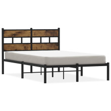 vidaXL Metal Bed Frame without Mattress Smoked Oak 120x190 cm Small Double