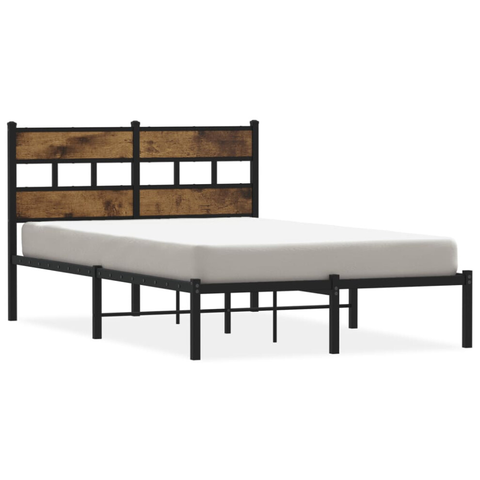 vidaXL Metal Bed Frame without Mattress Smoked Oak 120x190 cm Small Double