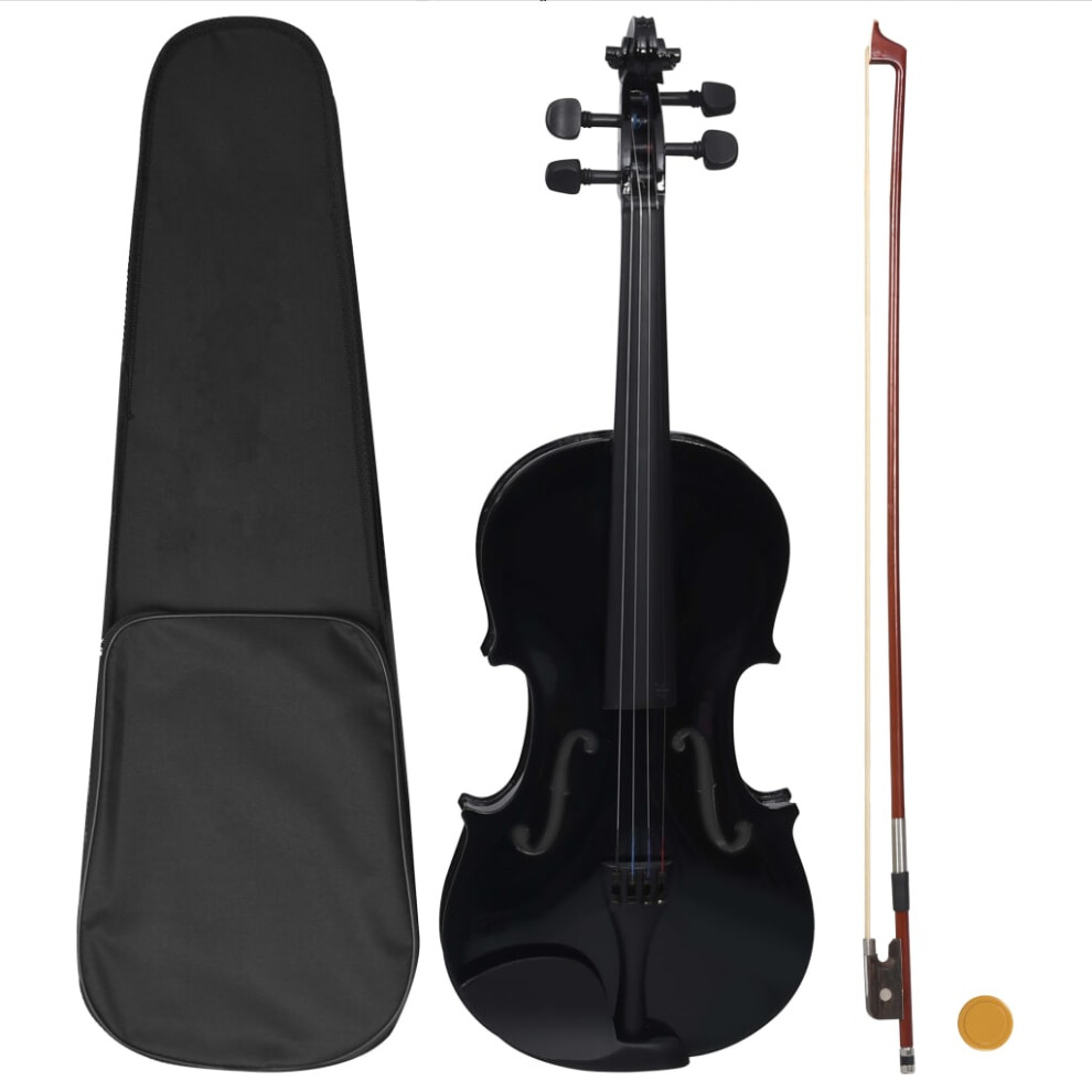 Vidaxl Violin Full Set With Bow And Chin Rest Black 4/4 Musical Instrument