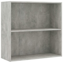 vidaXL 2-Tier Book Cabinet Concrete Grey Engineered Wood Storage Highboard