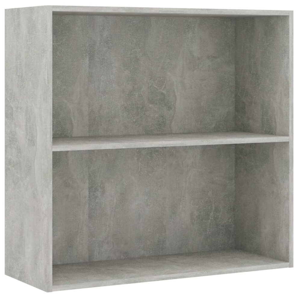 vidaXL 2-Tier Book Cabinet Concrete Grey Engineered Wood Storage Highboard