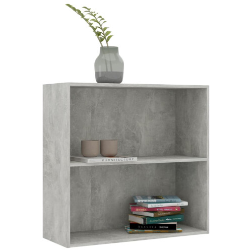 VidaXL vidaXL 2-Tier Book Cabinet Concrete Grey Engineered Wood Storage Highboard 2