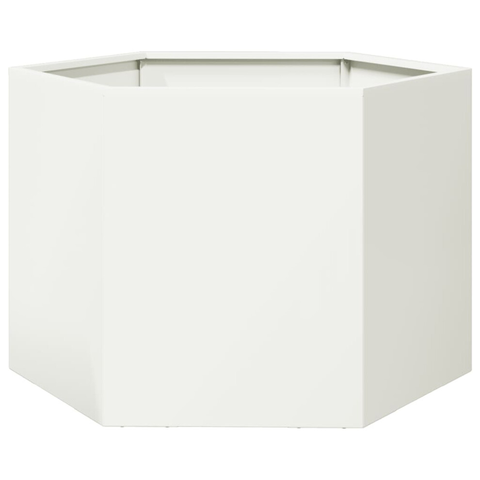 Vidaxl Garden Planter Outdoor Flower Pot Patio Planter Pot White Hexagon Steel